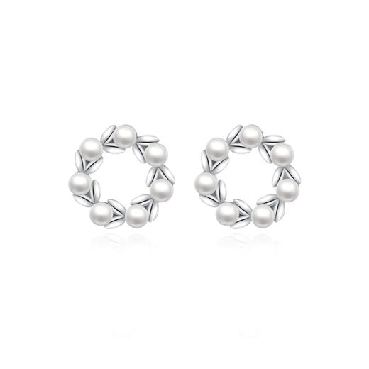 Winy925纯银甜蜜花环耳钉送女友闺蜜节日生日礼物 商品图5