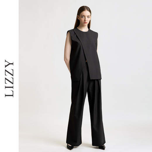 LIZZY 早秋 时尚简约气质知性宽松优雅经典百搭马甲上衣+直筒长裤7851 商品图2