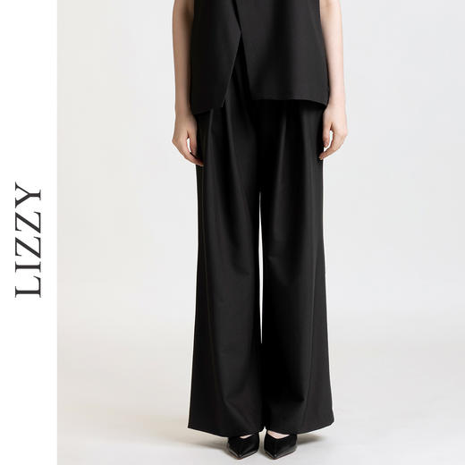 LIZZY 早秋 时尚简约气质知性宽松优雅经典百搭马甲上衣+直筒长裤7851 商品图1