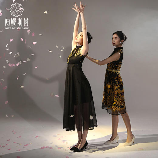 -千年情话—梁祝化蝶鞠衣色绣花长款连衣裙2S500010 商品图1