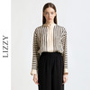 LIZZY 早秋 复古优雅条纹重磅桑蚕丝长袖宽松廓版型百搭气质衬衣7830 商品缩略图0