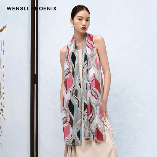 凤凰之家“锦翎齐”真丝长巾 商品图1