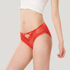 都市丽人时尚系列纯色蕾丝网布三角女士内裤新年本命年红品中腰三角裤LK32E1 商品缩略图1