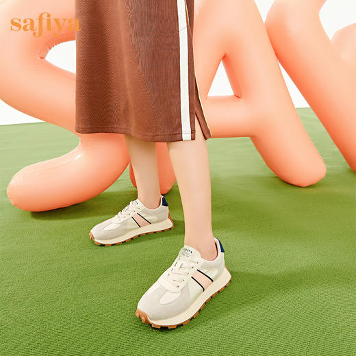 Safiya/索菲娅2023年秋季新品新潮复古小蛮腰拼色厚底运动小白鞋阿甘鞋休闲鞋SF33112108 商品图2