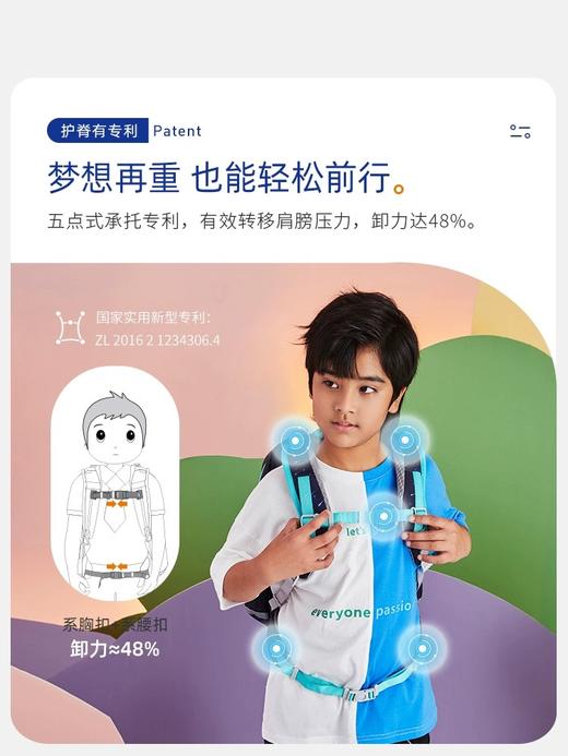 香港梦乐 SS101P  护脊书包 95cm-125cm 1-3年级适用 商品图2