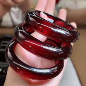 缅珀血珀宽条镯芯手镯
