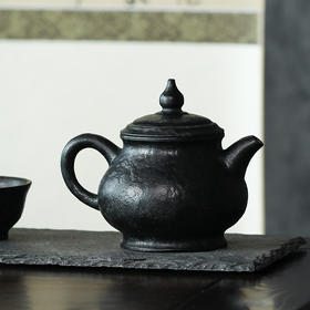 大师亲工，收藏级冰碛岩豹纹透光潘壶