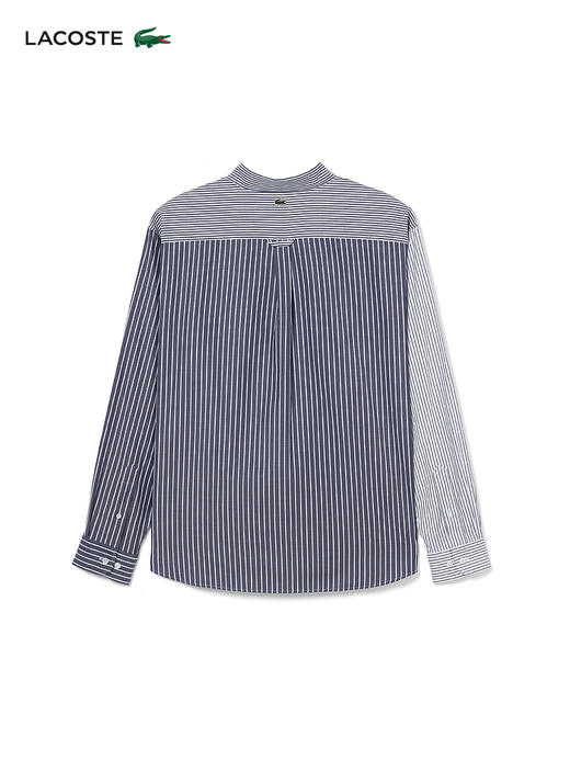 【海南专供价】Lacoste法国鳄鱼男装新款男女同款拼色长袖条纹衬衫CH0535-10 商品图1