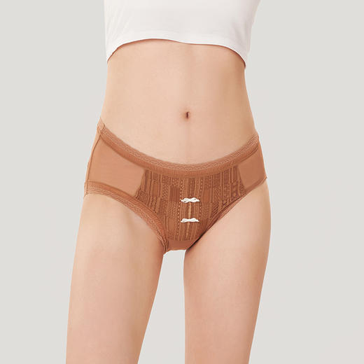 都市丽人基础系列锦泳薄透丝滑中腰平角女士内裤新年本命年红品LK35E3 商品图1