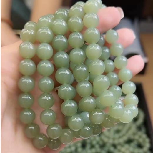 和田玉单圈手串-青海青圆珠10#-8F1 商品图0