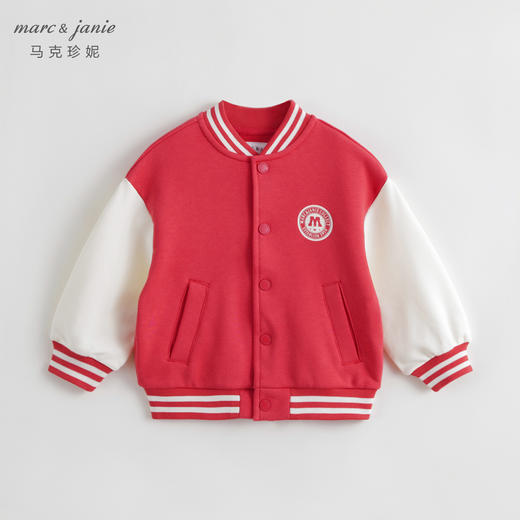 马克珍妮秋装 男女童学院风撞色拼接棒球服 儿童运动外套231156 商品图2