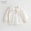 马克珍妮秋装新款 女童大翻领条纹长袖T恤儿童打底衫231331 商品缩略图0