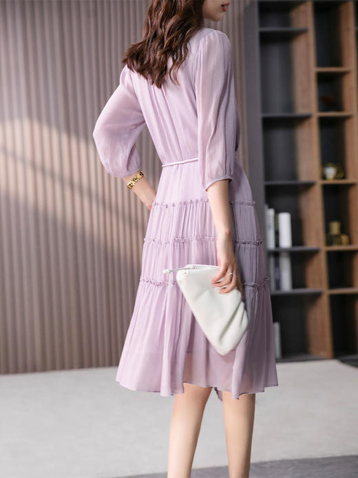 YX【定制15天】重磅真丝连衣裙女2024夏季新款韩版设计感绣花桑蚕丝中长裙 商品图0