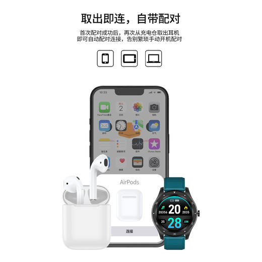 二代双耳蓝牙高清1比一入耳式方盒子苹果安卓通用 商品图1