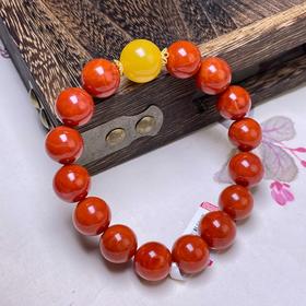 南红单圈手串-满肉圆珠蜜蜡珠