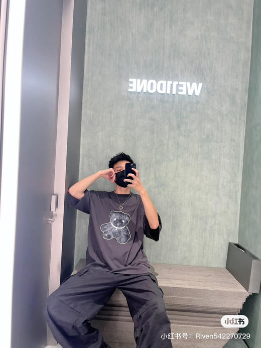 We11done23春夏超大版型有机棉反光泰迪小熊印花T恤 商品图2