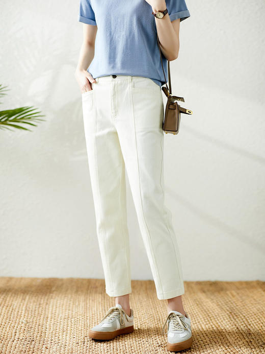 YX【现货7天】高腰直筒裤休闲裤女2024夏季新款韩版潮小个子宽松显瘦裤子 商品图2