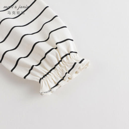 马克珍妮秋装新款 女童大翻领条纹长袖T恤儿童打底衫231331 商品图5