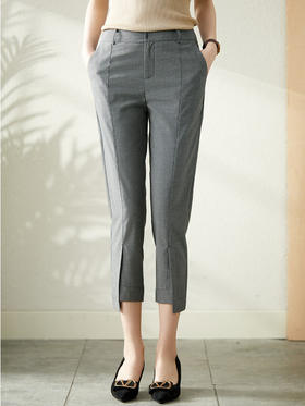 YX【现货7天】休闲裤女夏季薄款九分裤2024新款百搭韩版高腰显瘦烟管裤子