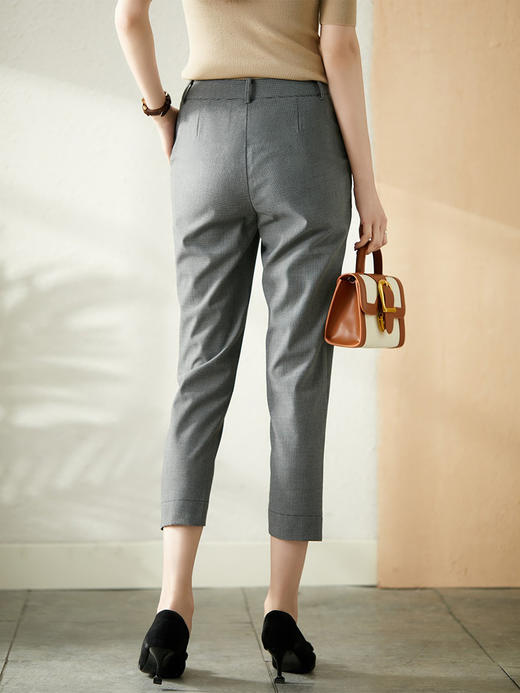 YX【现货7天】休闲裤女夏季薄款九分裤2024新款百搭韩版高腰显瘦烟管裤子 商品图3