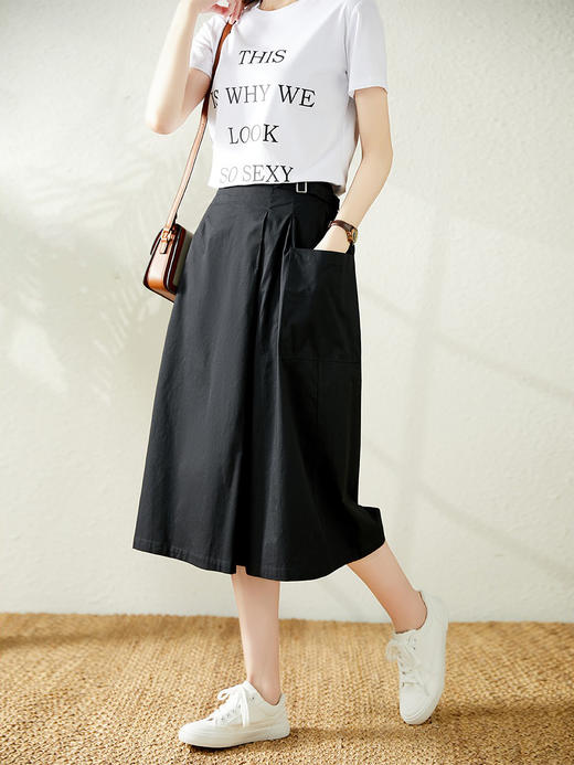 YX【现货7天】薄款高腰阔腿韩版宽松显瘦大摆裙阔腿裤 商品图0