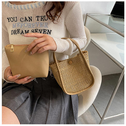 【给你不一样的感觉❗️时尚洋气斜挎手提编织袋】舒适耐看，百搭不挑人，彰显女性独特气质，让你优雅得体，追求时尚生活，轻松出行常备良品，新款小包包简约流行女士单肩手机包 商品图0