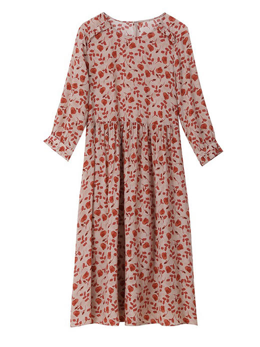 YX【现货7天】碎花苎麻连衣裙女中长款2024夏季新款韩版宽松显瘦直筒裙子 商品图3