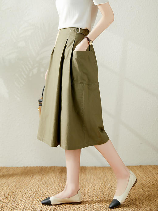 YX【现货7天】薄款高腰阔腿韩版宽松显瘦大摆裙阔腿裤 商品图4