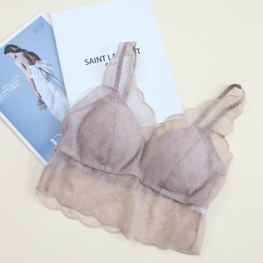 TG-TG02S198夏季蕾丝性感美背款桑蚕丝文胸 无钢圈薄款真丝内衣打底吊带 商品图5