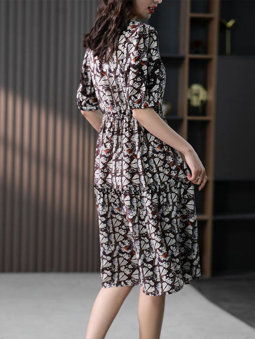 YX【定制15天】碎花真丝连衣裙女2024夏季新款韩版中长款收腰显瘦桑蚕丝裙子 商品图4