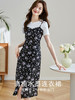 【专属特价】熙世界浪漫复古穿搭连衣裙夏季新款女短袖假两件套吊带碎花裙子 商品缩略图1