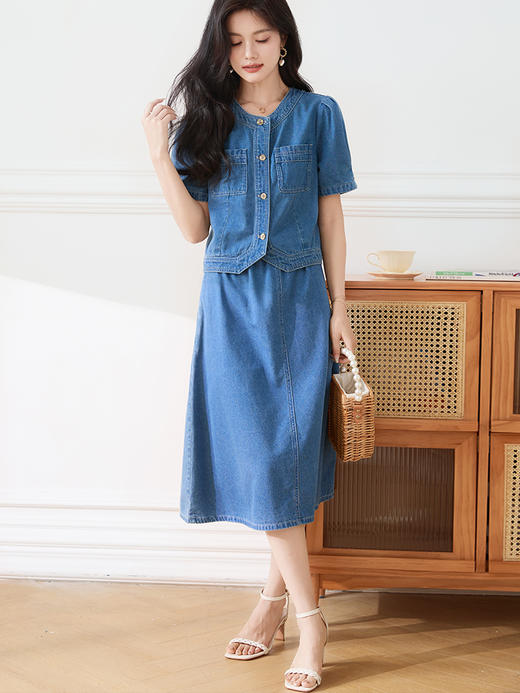 【专属特价】熙世界遮胯显瘦牛仔半身裙女2025夏款通勤百搭小个子梨形A字裙 商品图4