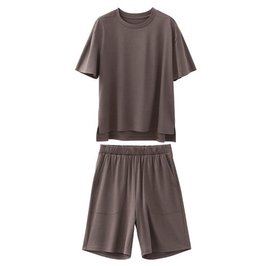 TG-TG03S256夏季丝光长绒棉兰精莫代尔真丝混纺懒人家居服女士短款套装 商品图5