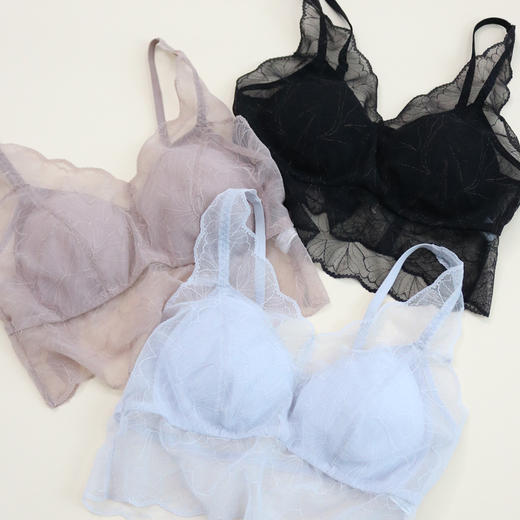 TG-TG02S198夏季蕾丝性感美背款桑蚕丝文胸 无钢圈薄款真丝内衣打底吊带 商品图1