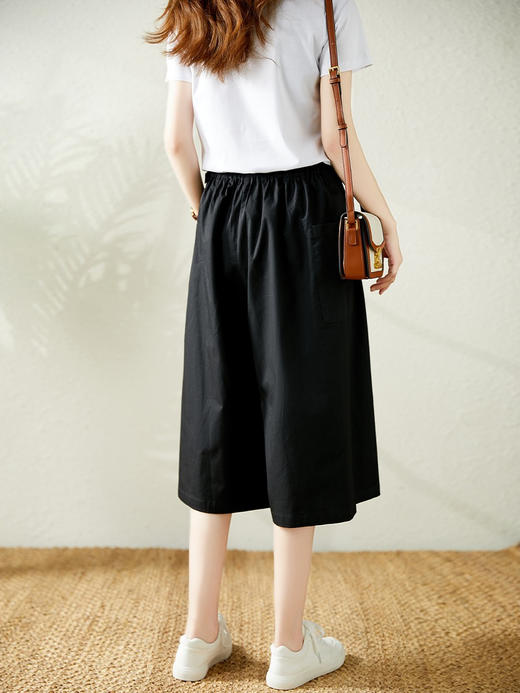 YX【现货7天】薄款高腰阔腿韩版宽松显瘦大摆裙阔腿裤 商品图3