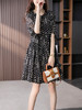YX【定制15天】法式灯笼袖真丝连衣裙女夏2024新款时尚印花桑蚕丝a字小黑裙 商品缩略图1