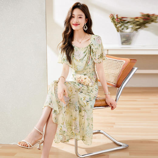 碎花雪纺连衣裙气质通勤甜美蝴蝶结披肩袖浪漫温柔HR-WS23379 商品图3
