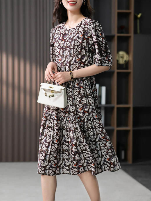 YX【定制15天】碎花真丝连衣裙女2024夏季新款韩版中长款收腰显瘦桑蚕丝裙子 商品图3