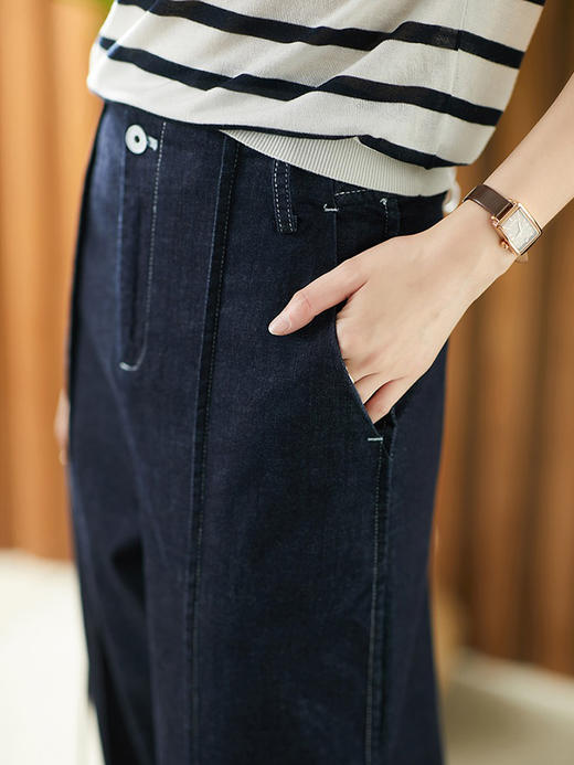 YX【现货7天】九分直筒牛仔裤女2024夏季新款韩版宽松高腰显瘦烟管裤薄款 商品图3