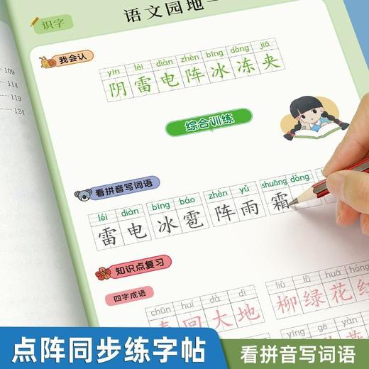 【八合一小学生练字帖】学好一类字认读二类字优美句子词语积累看拼音写词语1-6年级点阵字头本练字帖（含视频） 商品图5
