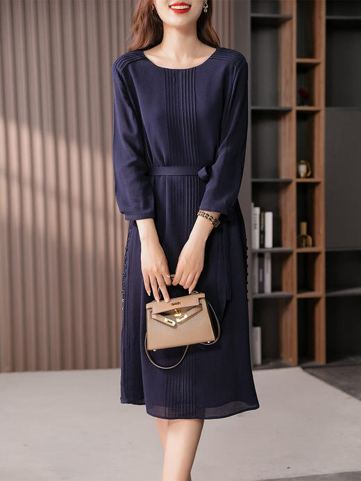 YX【定制12天】减龄真丝连衣裙女2024夏季新款气质收腰显瘦桑蚕丝中长裙子 商品图4