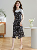 【专属特价】熙世界浪漫复古穿搭连衣裙夏季新款女短袖假两件套吊带碎花裙子 商品缩略图3