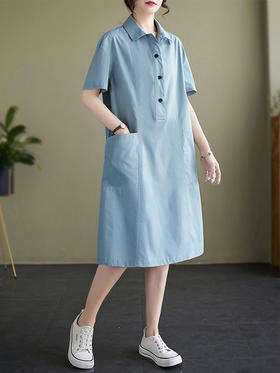U87298YX【定制10天】气质休闲连衣裙女2024夏季新款韩版减龄显瘦中长款衬衫裙子