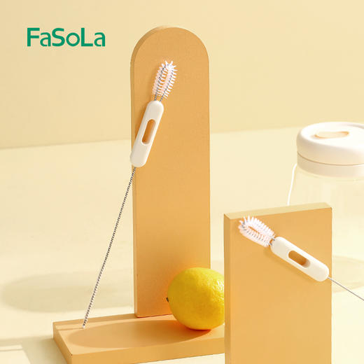FaSoLa 吸管刷子奶瓶儿童水杯清洁刷细加长厨房杯盖茶壶缝隙刷神器 商品图5