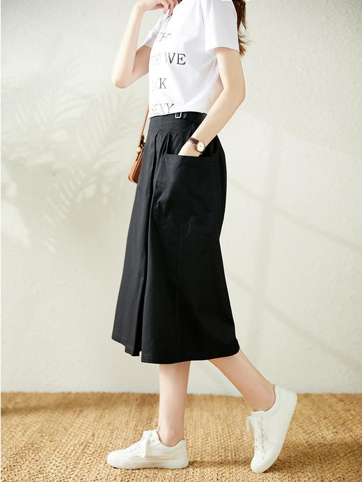 YX【现货7天】薄款高腰阔腿韩版宽松显瘦大摆裙阔腿裤 商品图1