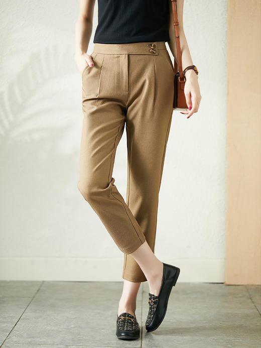 YX【现货7天】九分裤直筒休闲裤女2024新款夏季西装裤韩版宽松显瘦高腰裤子 商品图2