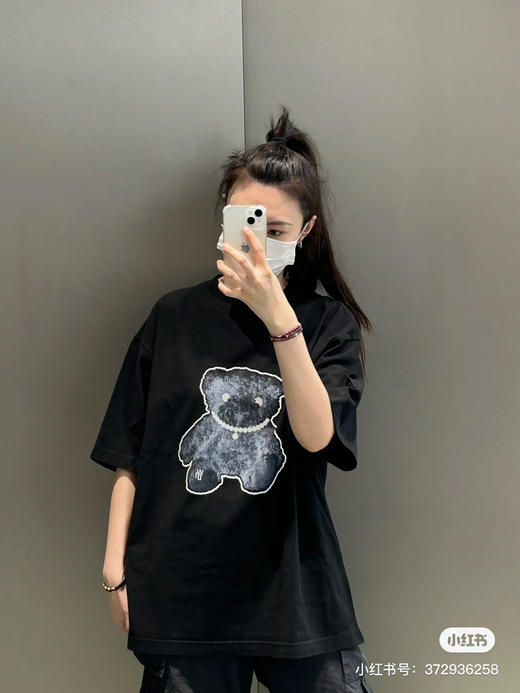 We11done23春夏超大版型有机棉反光泰迪小熊印花T恤 商品图0