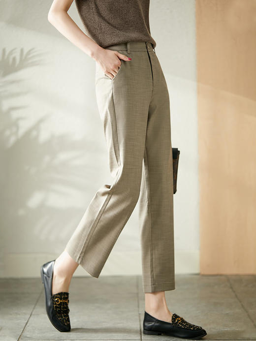 YX【现货7天】高腰直筒休闲裤女2024夏季新款九分裤韩版设计感显瘦宽松裤子 商品图0