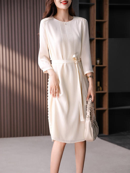 YX【定制12天】减龄真丝连衣裙女2024夏季新款气质收腰显瘦桑蚕丝中长裙子 商品图2