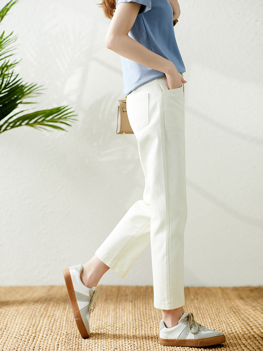 YX【现货7天】高腰直筒裤休闲裤女2024夏季新款韩版潮小个子宽松显瘦裤子